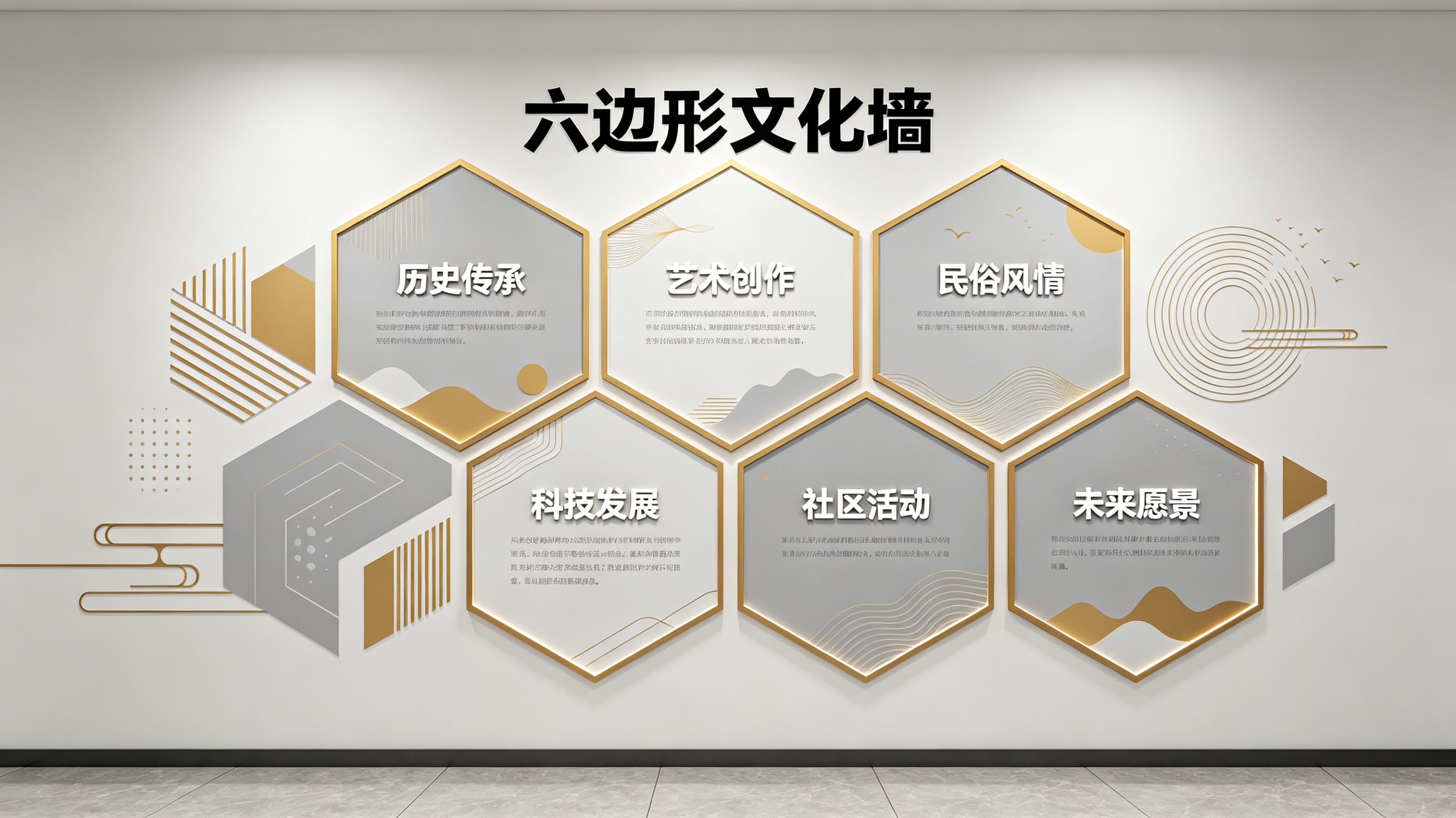 蓝田企业文化墙 | 六边形信息美学